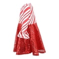 thumbnail image 3 of Girls Reindeer Stripe Sparkle Christmas Dress Outfit Clothes (12Y, Red), 3 of 5