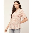 thumbnail image 3 of Moomaya Women Printed Summer Tunic Top V Neck Button Down Flutter Elbow Sleeves Flared Top, 3 of 8