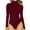 Burgundy, variant on Mock Turtle Neck Long Sleeve Bodysuit Fitted Womens Tops,Size S-XXL