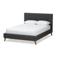 thumbnail image 2 of Baxton Studio Valencia Mid-Century Modern Dark Gray Fabric King Size Platform Bed, 2 of 10
