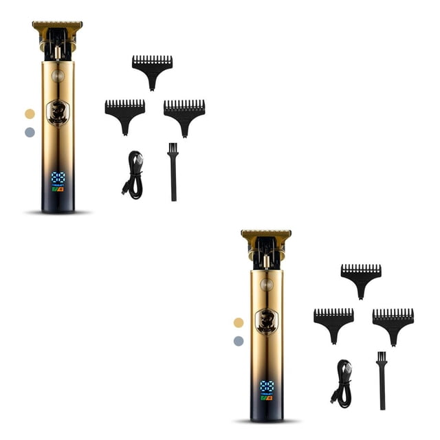 Vogacara Cortadora de pelo eléctrica con carga USB, recortadora ajustable profesional, pantalla Digital, afeitadora de peluquero para el hogar, Oro 2piezas Vogacara CBP277029
