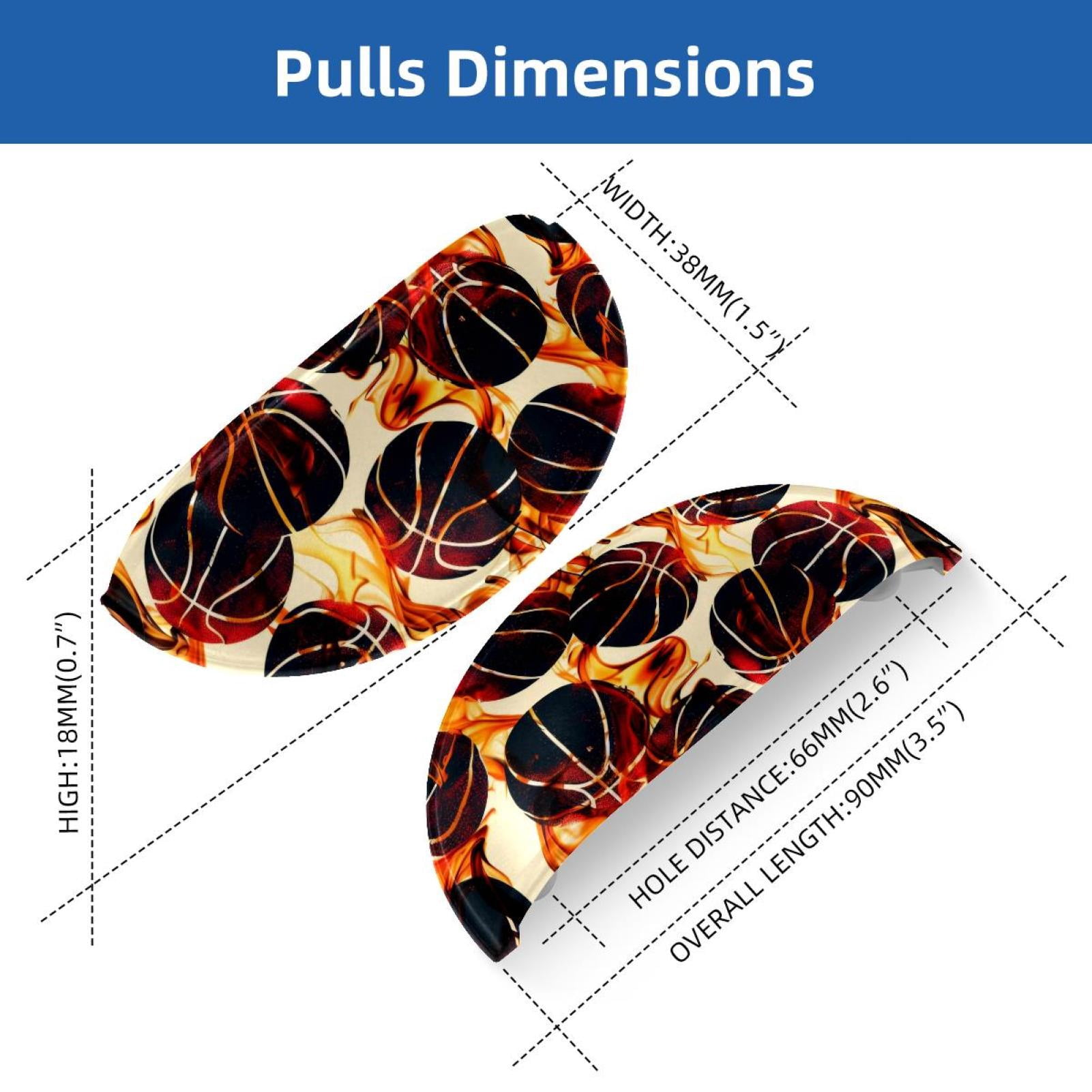 PhooArto 6 Pcs Cup Drawer Pulls, Basketball Fire Patterns Shell Shape Handles Cabinet Knobs for Dresser Cupboard Closet Wardrobe with Screws