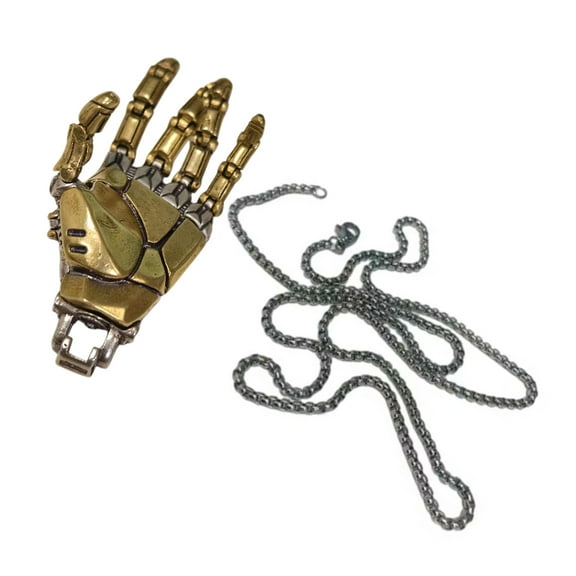 COOLHOOD Handmade Mechanical Hand Necklace Copper Pendant Movable Finger Joints Robot Hand Charm Jewelry For Men And Women