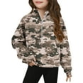 thumbnail image 2 of SGFCWSX Girls Fleece Sweatshirt Thermal Zipper Sweatshirts Kids Camouflage Print Pullover Army Green Size 5 Years, 2 of 5