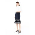 thumbnail image 3 of Navy Flounce A-Line Ruffle Plaid Semi Fishtail Skirt, 3 of 6