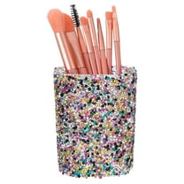 Uxcell Rhinestone Pen Organizer Holder, Glitter Cosmetics Storage Cup Makeup Brush Holder for Storage Home Office Decor, Round & Mixed Colors
