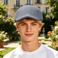 thumbnail image 4 of Men Women Summer Mesh Newsboy Cap, Hollow Breathable Ivy Flat Cap, Lightweight Sun Visor Hat for Casual Outdoor Streetwear(Grey), 4 of 5