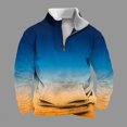 thumbnail image 2 of zfwon Mens Long Sleeve Sweatshirts Oversized Gradient Stand Collar Pullover 1/4 Zip Jumpers Casual Sports Sweatshirts Fleece Pullover Lightweight Sports Leisure Tops, 2 of 5