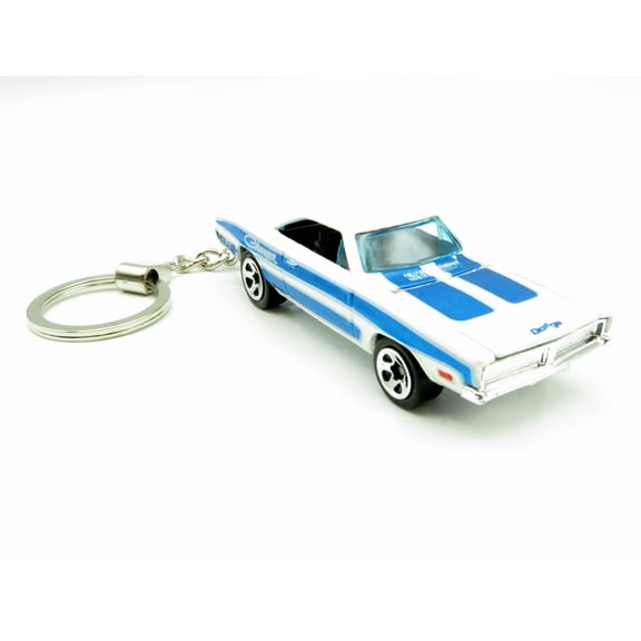 Keychain 1969 '69 Dodge Charger White Blue Car Rare 1:64 Diecast Key Ring