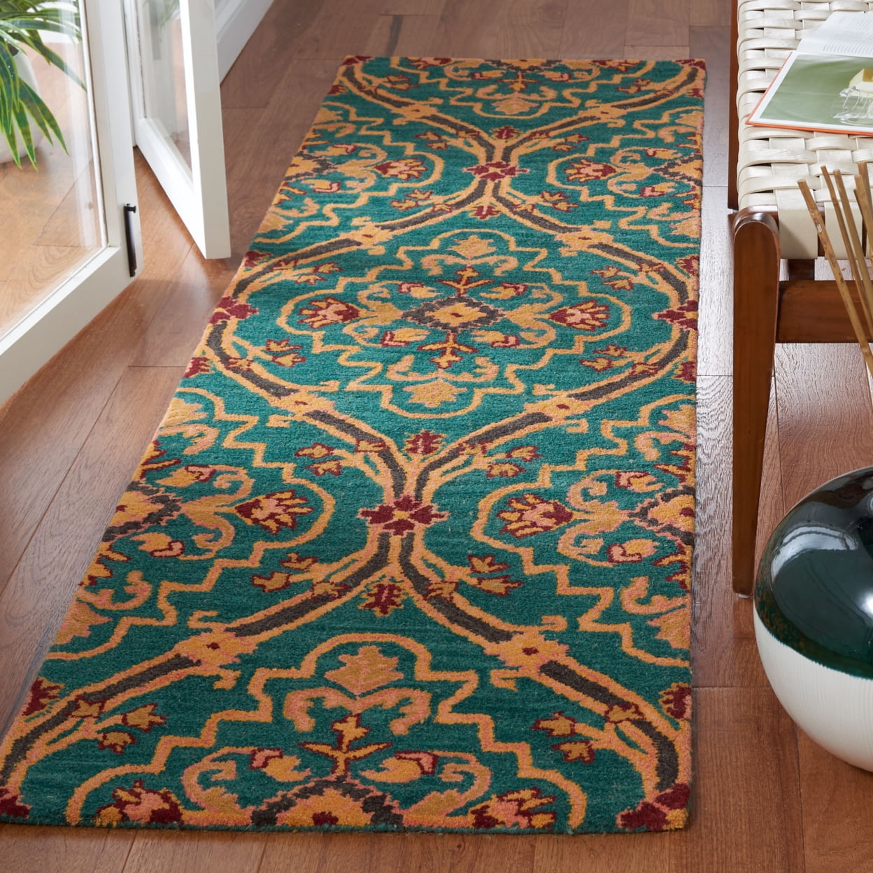 SAFAVIEH Heritage Tana Floral Area Rug, Green/Orange, 3' x 5'