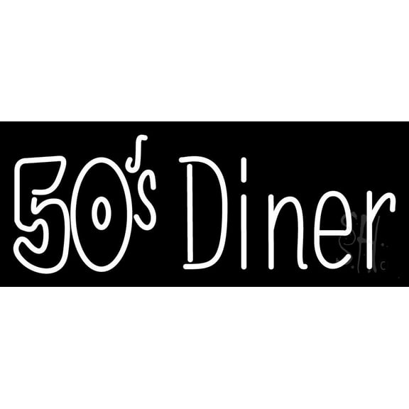50s Diner Music Cd LED Neon Sign 13 x 32 - inches, Black Square Cut Acrylic Backing, with Dimmer - Bright and Premium built indoor LED Neon Sign for café, club, party, event and stroefront.