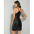 thumbnail image 4 of PrettyGuide Womens Sexy Sparkly Sequin Party Club Dress Adjustable Spaghetti Strap Shimmer Bodycon Mini Dress, 4 of 7
