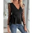 thumbnail image 2 of SOMER Womens V Neck Tops Black Going Out Tops for Women Dressy Casual Long Sleeve Lace Sexy Tops Trendy 2025, 2 of 8