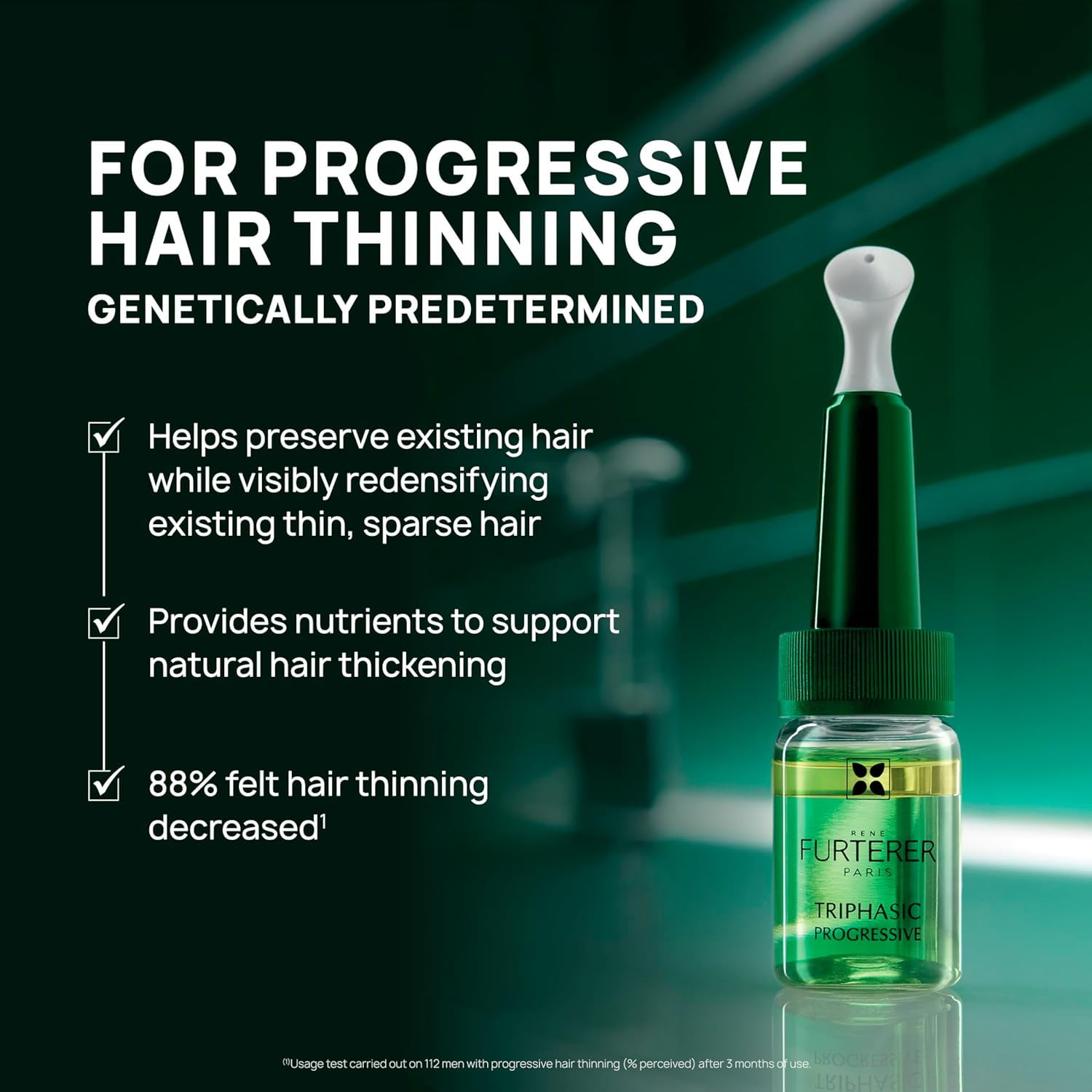 Rene Furterer Triphasic Progressive Concentrated Serum - For Hereditary, Hormonal Thinning Hair - 8 Vials, 30-Day Supply