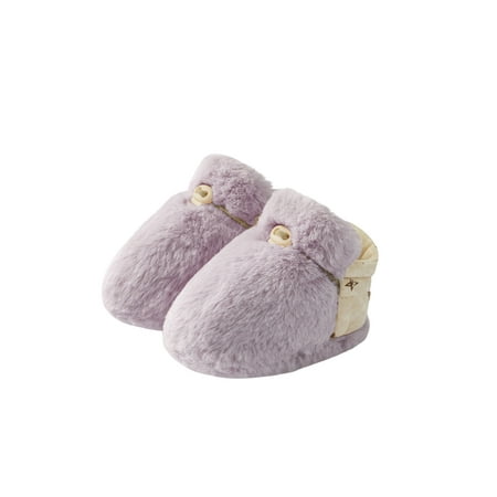 

luethbiezx Toddler Baby Plush Shoes Non-slip Soft Bottom Plus fleece Warm Shoes