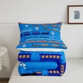 thumbnail image 4 of Cartoon Car Comforter Set Vintage Car Comforter Train Bedding Set Bedroom Decor Retro Steam Train Blue Light Sign Duvet Set Quilt, 4 of 6