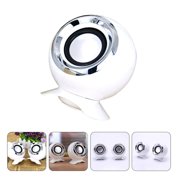 FRCOLOR 2 Pcs with Mini Speaker Professional Computer Speaker Office 10X7.8X7CM White