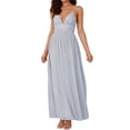 thumbnail image 3 of Women'S Spaghetti Strap V Neck Lace Up Bodycon Solid Nightclub Party Casual Dress Blue L, 3 of 9