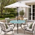 thumbnail image 2 of Round Outdoor Tablecloth with Umbrella Hole and Zipper, Vintage Mint Green Starfish Tablecloth with Elastic Waterproof, Summer Coastal Beach Marine Life Patio Table Covers for 31" - 35" Pool Tables, 2 of 9