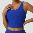 thumbnail image 5 of Felirenzacia Womens Lace Embroided Square Neckline Cropped Tank Top with Wide Strap, Athletic Short Sleeveless Yoga Top for Gym,Blue,XL, 5 of 6