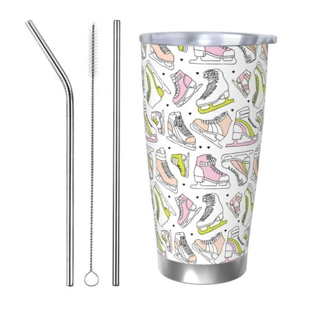 

Matuu Pink skates for 20oz Durable Thermal Cups Keep Drinks Cold and Hot Insulated Car Mug with Lid-Straw Three-piece Set