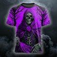thumbnail image 2 of Halloween Gift for Men Graphic Halloween Short Sleeve T Shirt with Casual Crew Neck Top for Everyday Wear and Seasonal Parties Purple XXL, 2 of 4