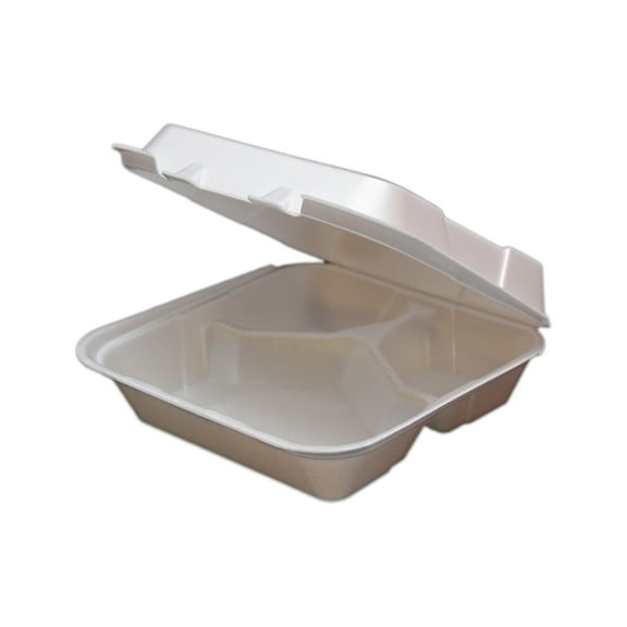 Ecopax U-Vent 3 Compartment Foam Take Out Container, RE883, 8" x 8" x 3" | 200/Case
