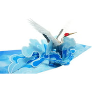 Crane Bird - 3D Pop Up Color Greeting Card for All Occasions Birthday, Love, Congrats, Good Luck, Anniversary, Get