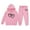 Pink, variant on Girls Outfits&Set Heart Pattern Children's Long Sleeved Letter Print Hooded Top Sweater Pants Set for Stylish Girls