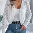 thumbnail image 5 of Fewfanhot Cardigan for Women Long Sleeve Open Front Knitted Crop Cardigan Drop Shoulder Knit Bolero Shrug Sweater, 5 of 9
