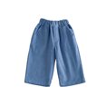 thumbnail image 4 of Ticikt Kids Corduroy Pants, Elastic Waist Solid Color Loose Wide‑Leg Trousers, Casual Straight Bottoms for Boys Girls,Blue, 4 of 7