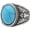 Blue, variant on Men's Stainless Steel Vintage Classic Oval Synthetic Turquoise Gemstone Inlay Special Flower Pattern Biker Ring