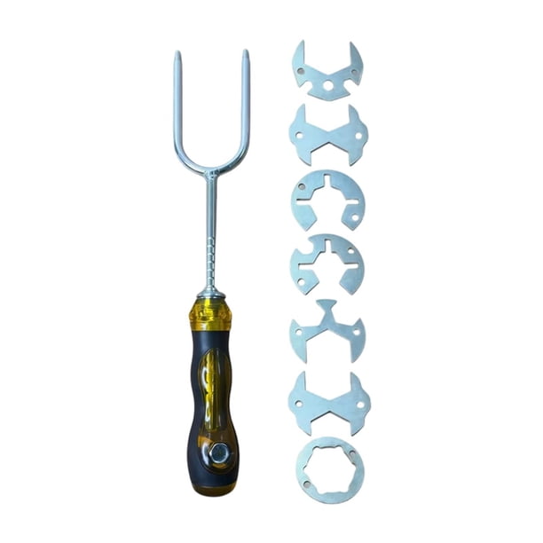 Llave para fregadero de acero inoxidable con 7 puntas intercambiables, herramienta de fontanero para lavabo, ideal para espacios reducidos y cocinas.