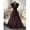Brown, variant on Womens Brown V-Neck Tiered Ruffle Maxi Dress Flutter Sleeve Asymmetric Hem