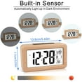 thumbnail image 4 of Bienvenido Reloj despertador digital de madera de fácil configuración con temperatura, fecha, retroiluminación, repetición, para dormitorio, mesita de noche, hogar, oficina, sin tictac, 4 of 5