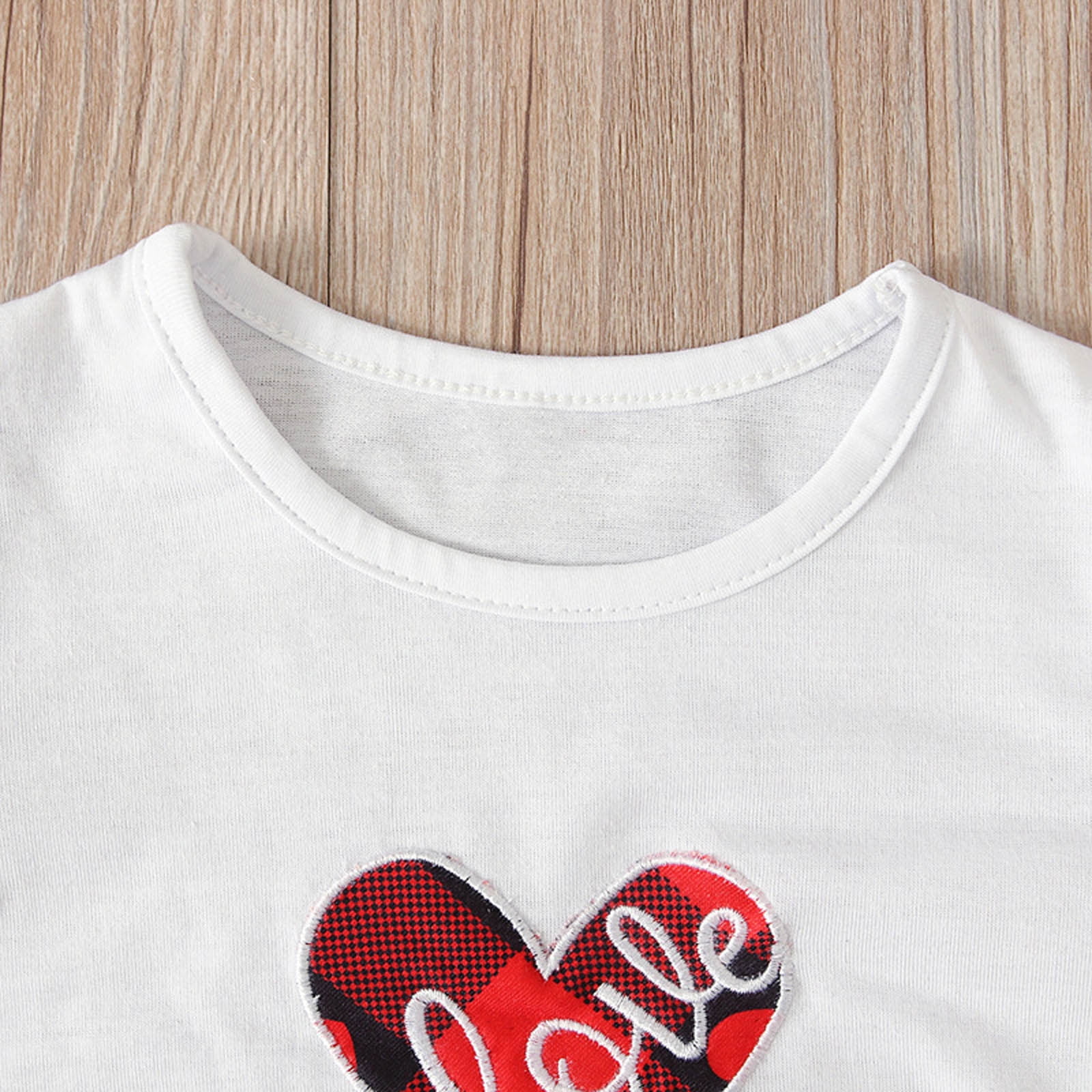 Toddler Girl Graphic Letter and Heart Print Ruffled Long-sleeve Tee