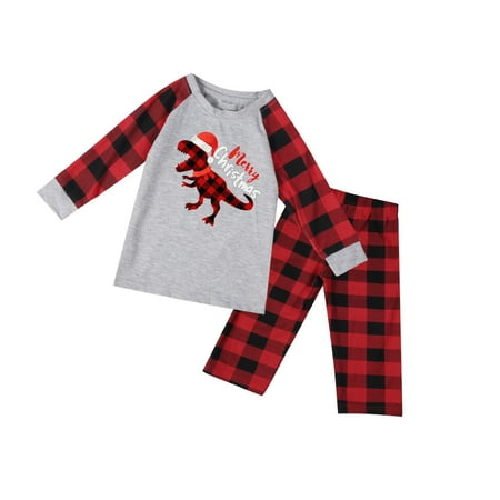 

Christmas Pajamas for Family Parent-Child Outfit Winter Fall Matching PJs Letter Plaid Printed Long Sleeve Tee Bottom Loungewear Pajama Sets