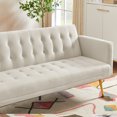 thumbnail image 4 of 70" Velvet Futon Sofa Bed, Loveseat Convertible Sleeper Sofa with Adjustable Backrest, Button Tufted Upholstered 2-Seat Sofa with Metal Legs for Living Room, Guest Room, Office, Beige, 4 of 8