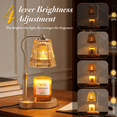 thumbnail image 2 of Candle Warmer Lamp with Timer and Dimmer, Height Adjustable Electric Jar Candle Warmer with Glass Shade, Wooden Base and 4 Brightness Levels, No Flame, Gold, 2 of 9