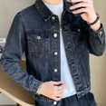 thumbnail image 4 of Abrigos de mezclilla para hombre, chaqueta vaquera con botones de otoño para hombre, ropa de abrigo de invierno negra para hombre, 2024, original, de alta calidad, bajo costo, estética G, 4 of 5