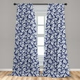 thumbnail image 5 of Ambesonne Hawaii Curtains, Flowering Hibiscuses, Pair of 28"x95", Navy Blue White, 5 of 5