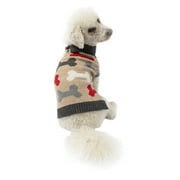 Vibrant Life Split Neck Dog Sweater, Tan Bone, (Small)