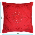 thumbnail image 3 of Stylo Culture Indian Sofa Throw Pillow Covers 16 x 16 Hand Embroidered Red Bohemian 40x40 cm Home Decor Cotton Mirrored Square Cushion Covers | Set Of 2, 3 of 4