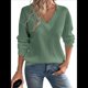 thumbnail image 1 of Blusas de Punto Gofre para Mujer, Blusas Casuales de Larga con Farol, Cuello en V, Camisetas Oversize. Verde M, 1 of 8