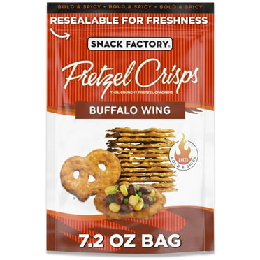 Snack Factory Buffalo Wing Pretzel Crisps, Non-GMO, 7.2 oz Resealable Bag