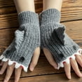 thumbnail image 6 of Aellinatey Knitted Glove Winter Half Finger Mitten Stretchy Cartoon Shark Riding Glove, 6 of 13