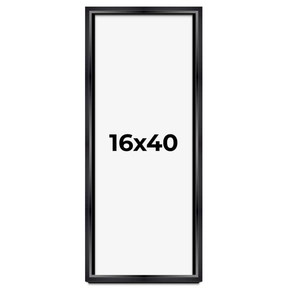 16x40 Shadow Box Frame Black | 1.25 inches Deep Real Wood Contemporary Shadowbox Display Frame | UV