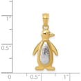 thumbnail image 5 of 14K Two-Tone Yellow And White Gold Polished/Textured Penguin Pendant Made In United States k5320, 5 of 6