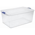thumbnail image 1 of Sterilite 99 Liter Latch Box, Clear Plastic Storage Bin with Lid, Blue Latch, 1 of 6