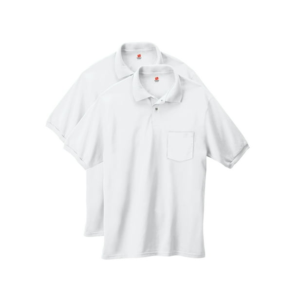 Hanes Men's Ecosmart Short Sleeve Pocket Polo Shirt 2 Pack
